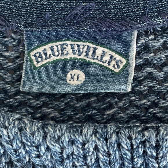 Vintage Indigo Dye Short Sleeve Cotton Knit Sweater Blue Willi’s XL - Picture 3 of 11